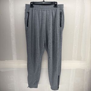 DIP Activewear Jogger Gray Black accents Zip Bottoms Size L EUC